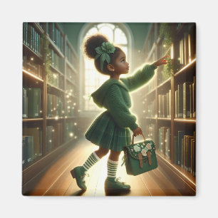 À la bibliothèque - Aimant vert