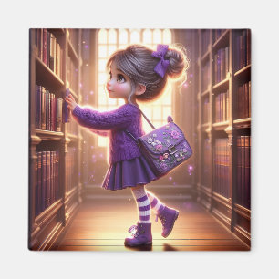 À la bibliothèque - Aimant violet