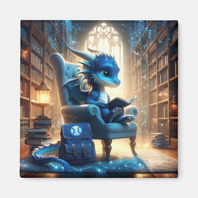 À la bibliothèque - Blue Dragon Magnet (Devant)