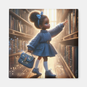 À la bibliothèque - Magnet bleu