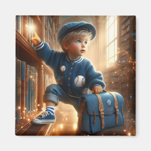 À la bibliothèque - Magnet bleu