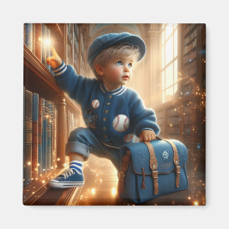 À la bibliothèque - Magnet bleu