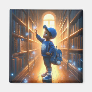 À la bibliothèque - Magnet bleu
