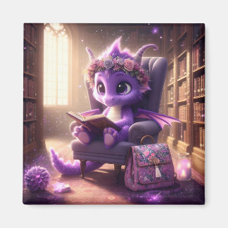 À la bibliothèque - Purple Dragon Magnet