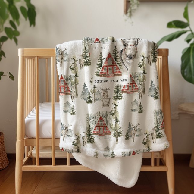 À la cabane | Plaid de Noël au nom de famille (Créateur téléchargé)