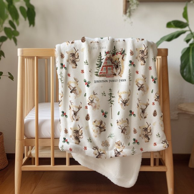 À la cabane | Plaid de Noël au nom de famille (Créateur téléchargé)