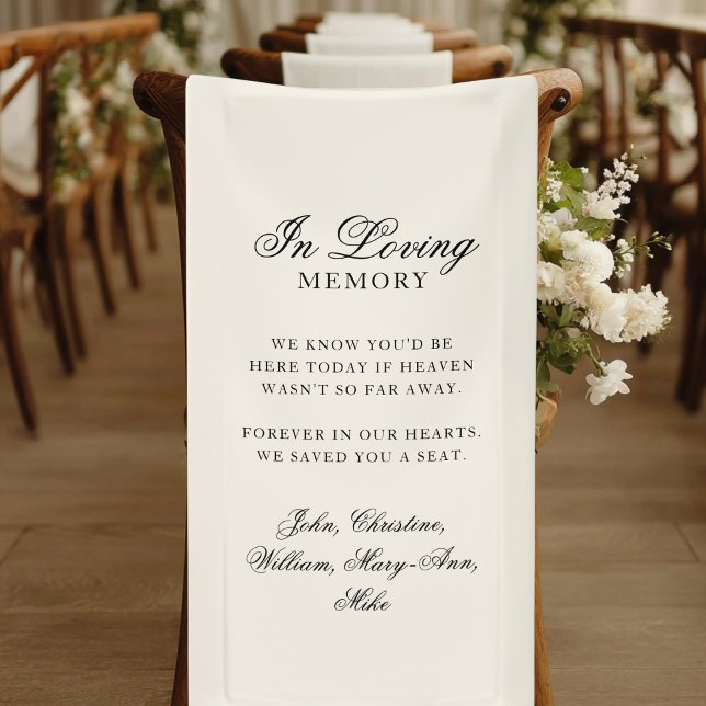 "À la mémoire" Bannière de mariage commémorative c ("In Loving Memory" Classic Wedding Memorial Beige Banner)