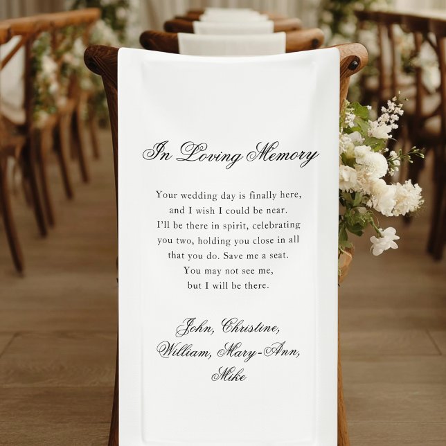 "À la Mémoire" Bannière de mariage mémorial classi ("In Loving Memory" Classic Wedding Memorial Banner)