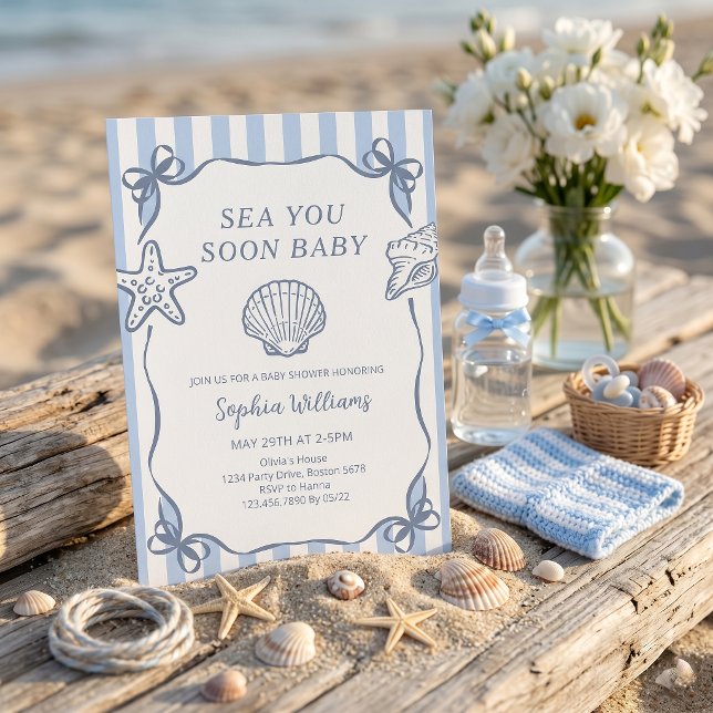 À la mer bientôt bébé Invitation à la baby shower  (Créateur téléchargé)