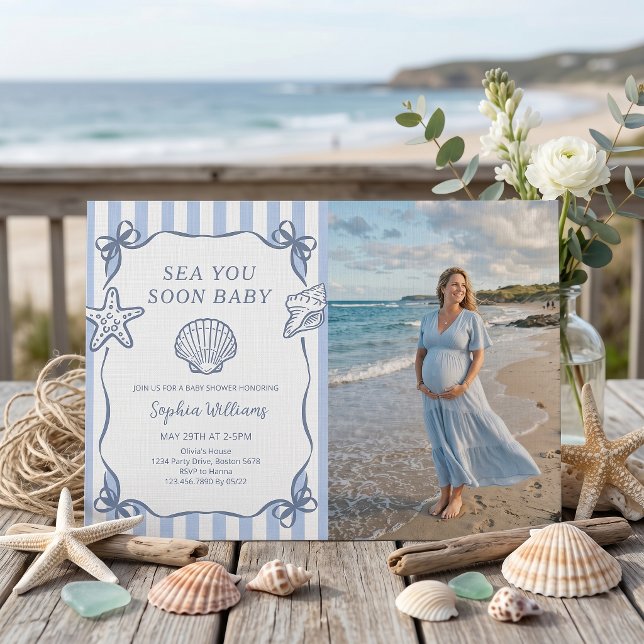 À la mer bientôt bébé Invitation de fête prénatale (Créateur téléchargé)