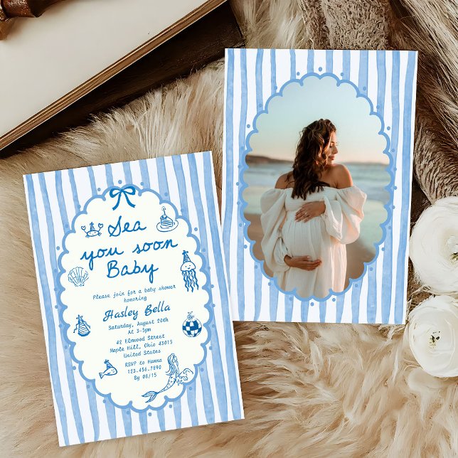 À la mer bientôt bébé Invitation pour la baby show (Créateur téléchargé)