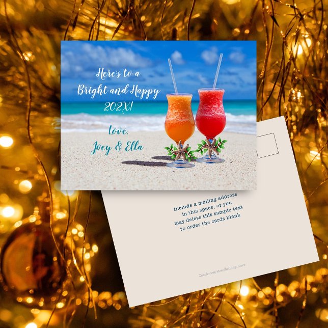 À la nouvelle année Carte postale de boissons de p (Créateur téléchargé)
