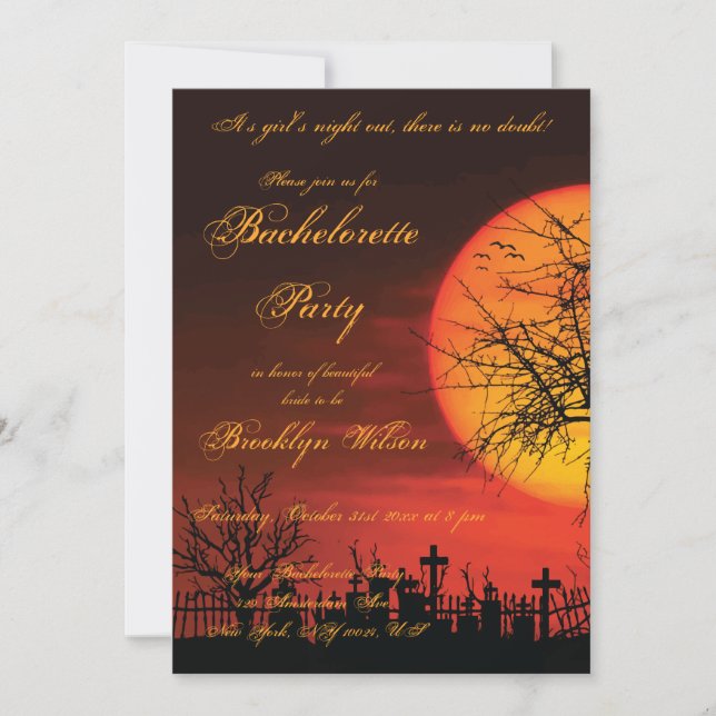 À la nuit Halloween Bachelorette fêtes Invitations (Devant)