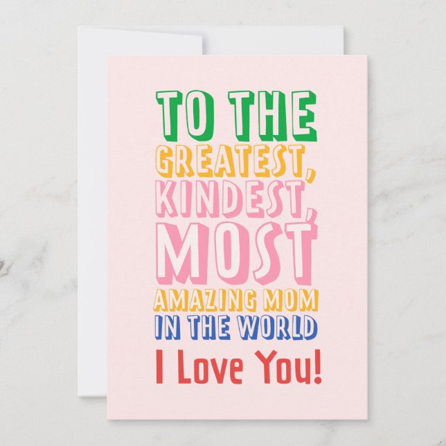 À la plus grande carte de fête de maman la plus Ex (Devant)