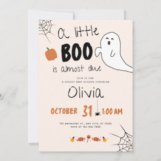 A little Boo Is Almost Due baby shower invitation