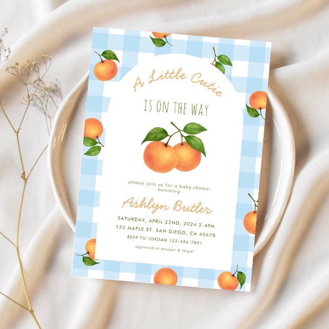 A Little Cutie Citrus Blue Baby Shower Invitation (Créateur téléchargé)