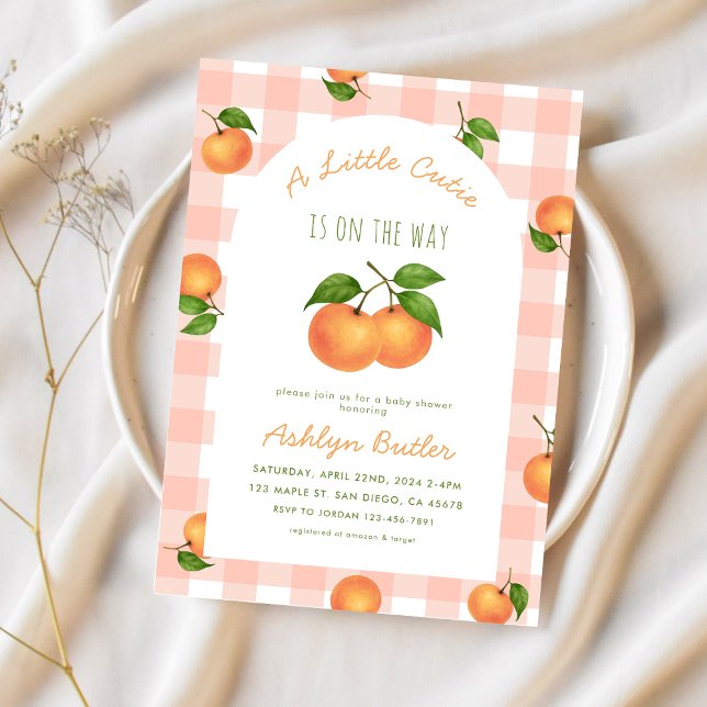 A Little Cutie Citrus Pink Baby Shower Invitation (Créateur téléchargé)