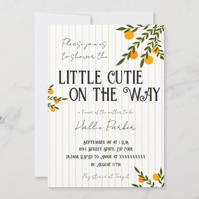 A Little Cutie is On The Way Invitation (Devant)