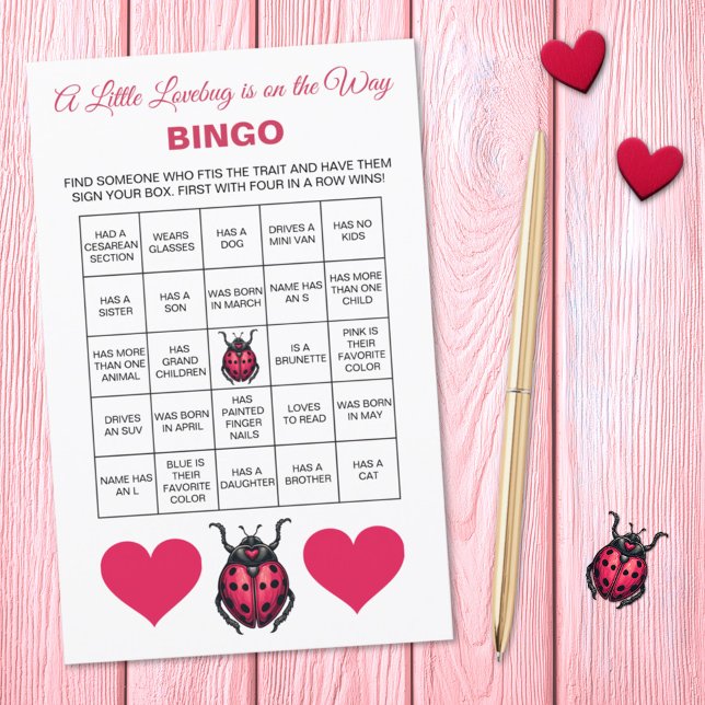 A Little Love Bug Is On The Way Baby Shower Bingo  (Créateur téléchargé)