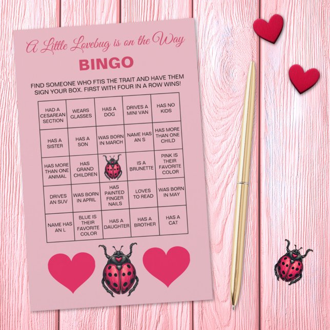 A Little Love Bug Is On The Way Baby Shower Bingo  (Créateur téléchargé)
