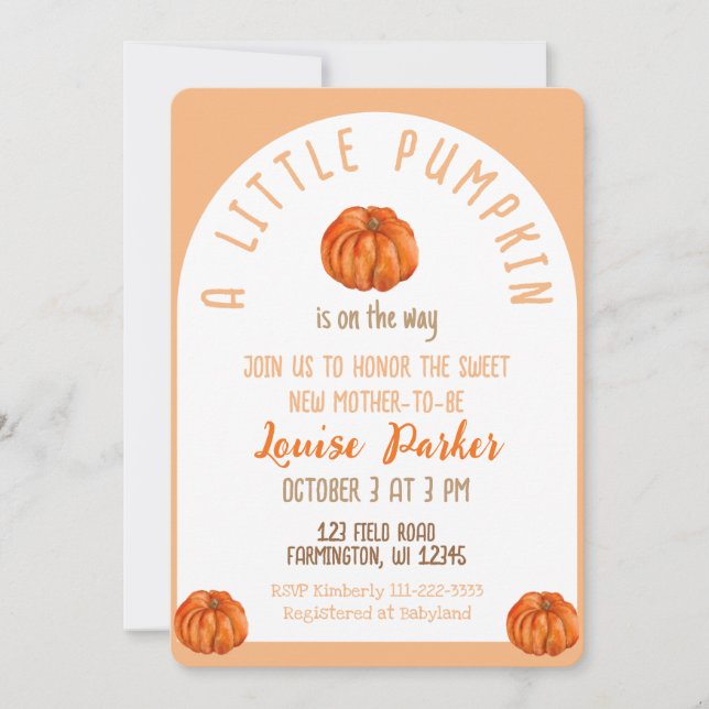 A Little Pumpkin Baby Shower Invitation (Devant)