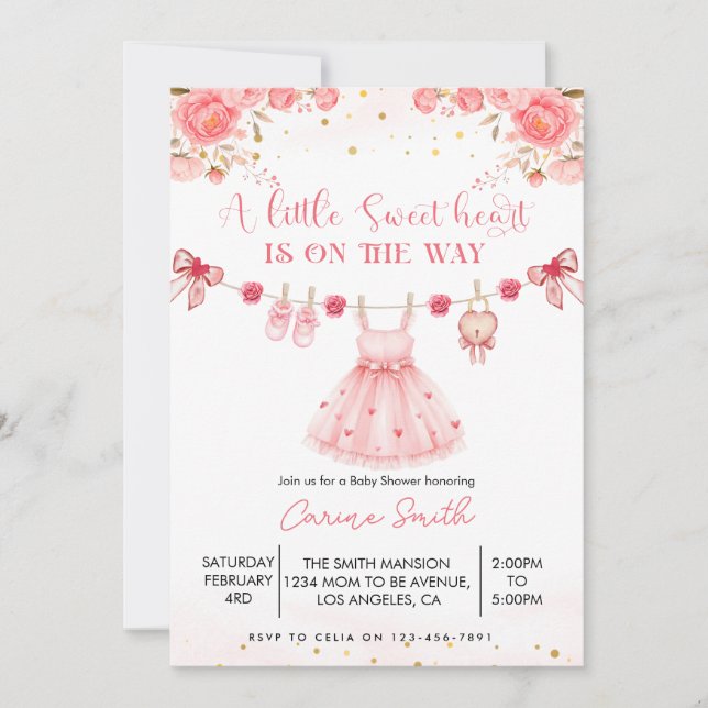 A  Little Sweetheart Baby Shower Invitation (Devant)
