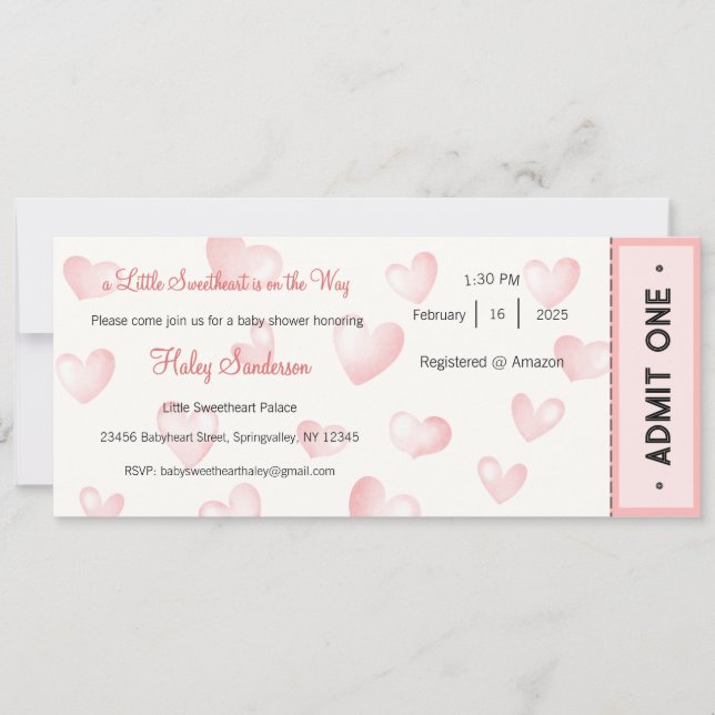 A Little Sweetheart is on the Way Invitation (Devant)