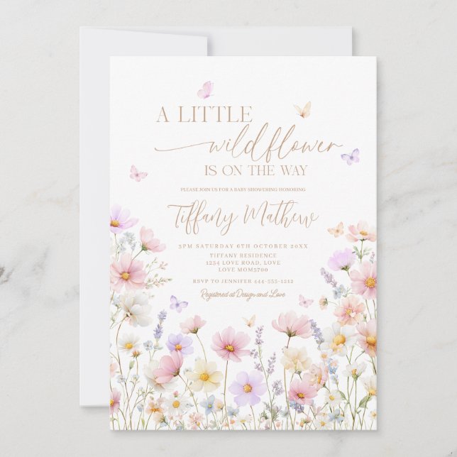 A Little Wildflower Baby Shower Invitation  (Devant)
