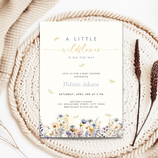 A Little Wildflower Spring Baby Shower Invitation (Wildflower baby shower invitation)