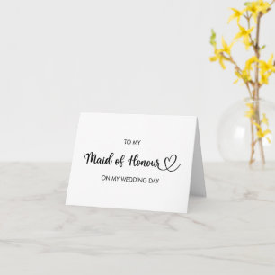 À ma femme d'honneur sur ma carte pliée le jour de