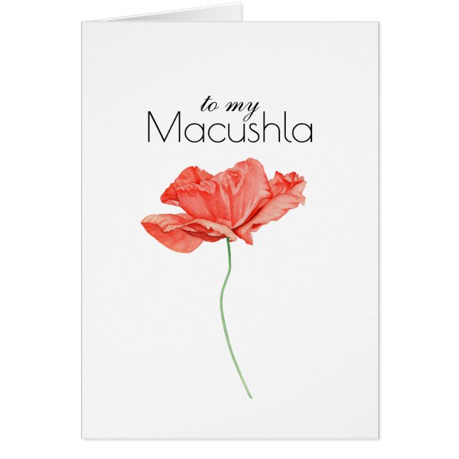 À ma Macushla (Darling) avec le beau pavot rouge (Devant)