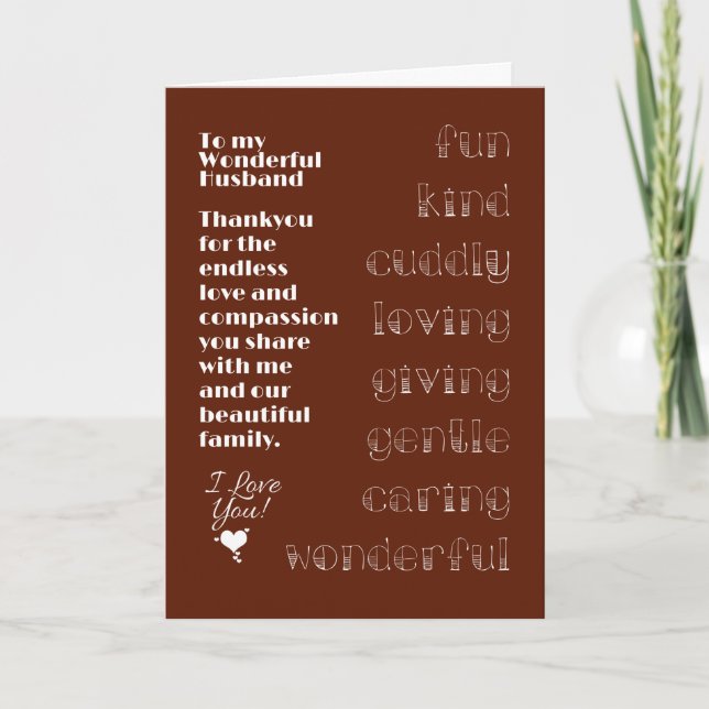 À ma merveilleuse carte de mari (Devant)