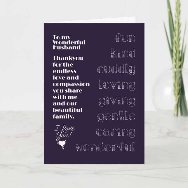 À ma merveilleuse carte de mari (Devant)