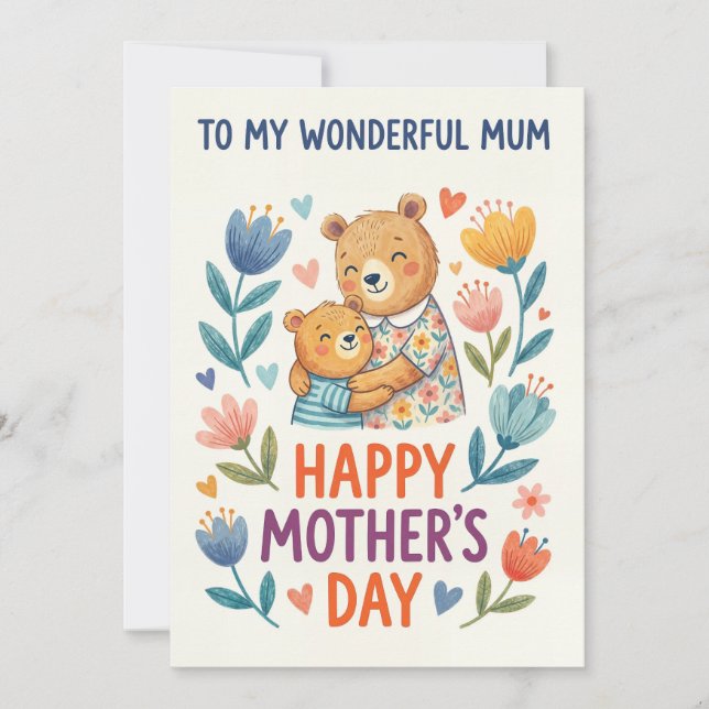 À ma merveilleuse maman – Carte de l'ours de la fê (Devant)