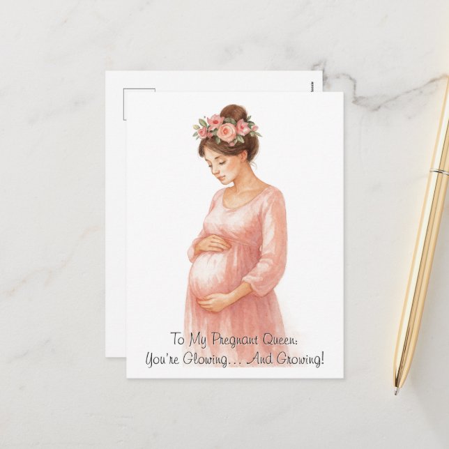 À ma reine enceinte - Elégante carte postale de va (Devant/Arrière en situation)