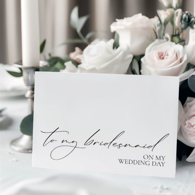 "À ma servante d'État le jour de mon mariage" Cart ("To My Bridesmaid On My Wedding Day" Message Card)