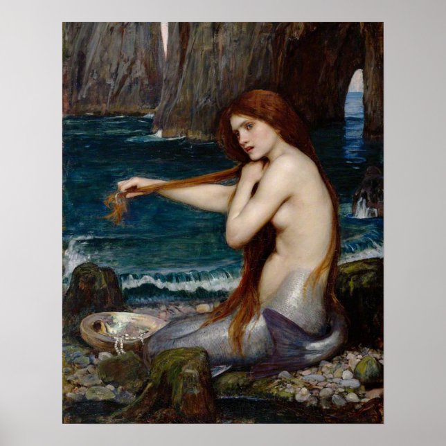 "A Mermaid" by John William Waterhouse poster (Devant)