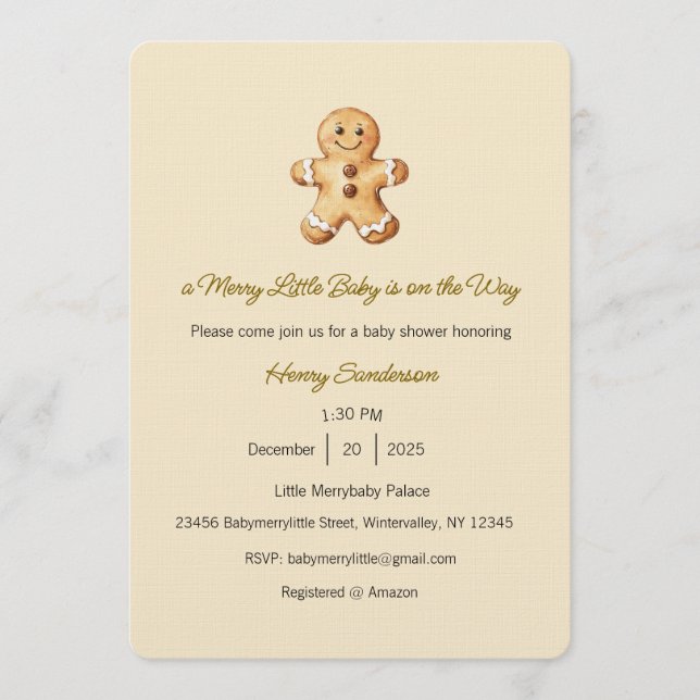 A Merry Little Baby is on the Way Invitation (Devant)