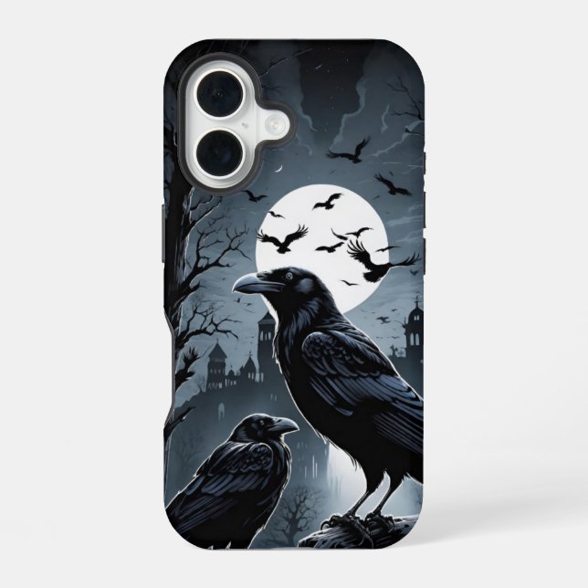 À minuit Moon Raven Iphone 16 coque (Verso)