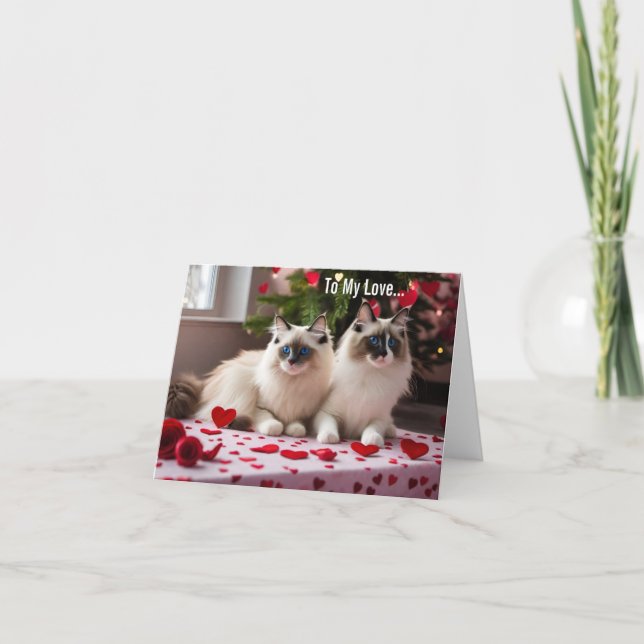 À mon amour - Chat Valentine ou carte de Noël (Devant)