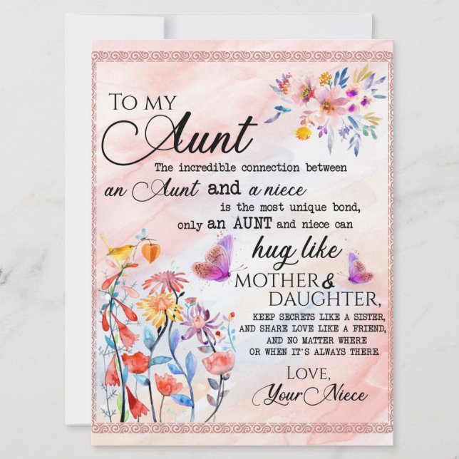 À Mon Cadeau Tante, Cadeau Papillon De La Nièce (Devant)