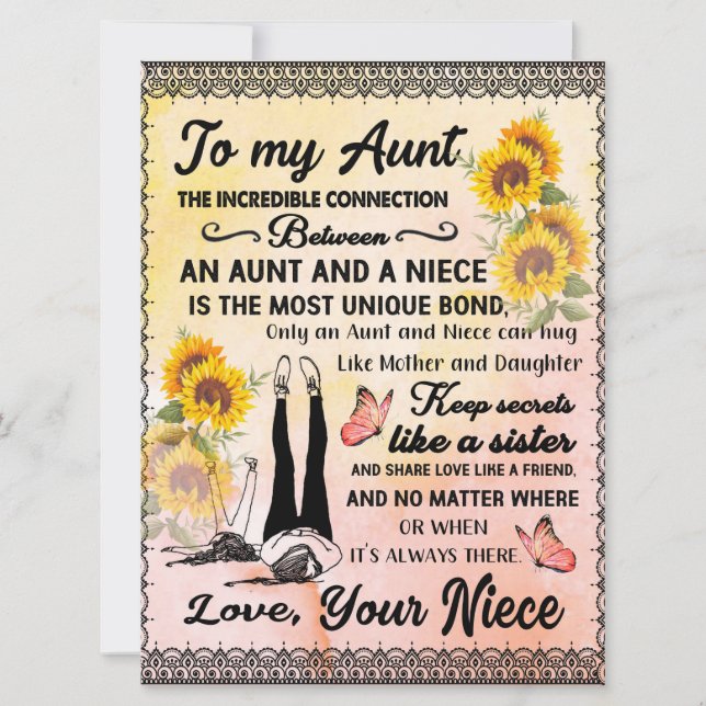 À Mon Cadeau Tante, Cadeau Tournesol De La Nièce (Devant)