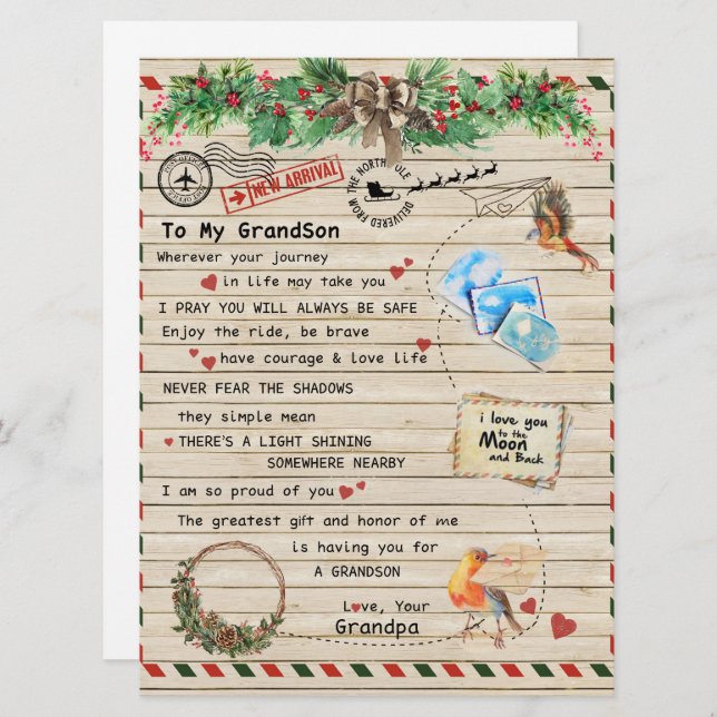 À Mon Don Grandson, Grand-Fils Et Grand-Père, Amou (Devant / Derrière)