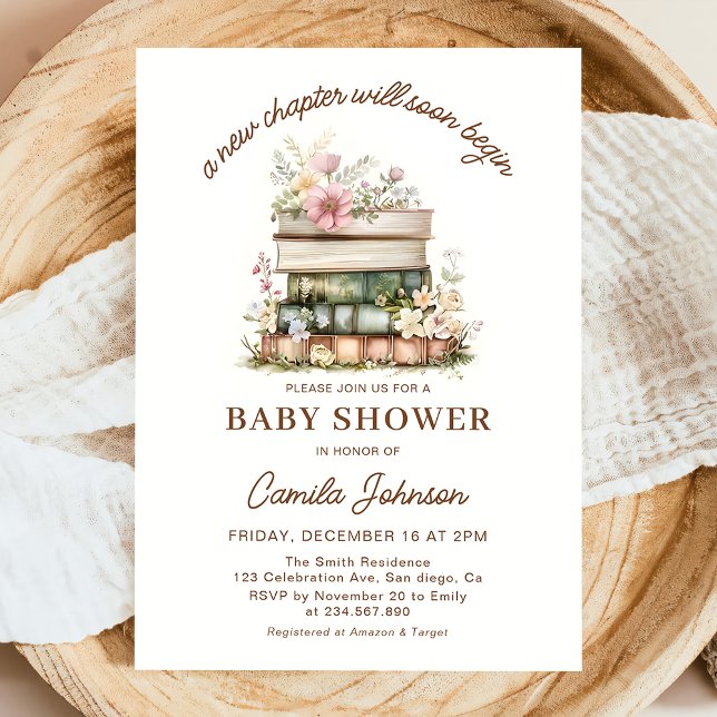 A New Chapter Begins Books Baby Shower Invitation (Créateur téléchargé)