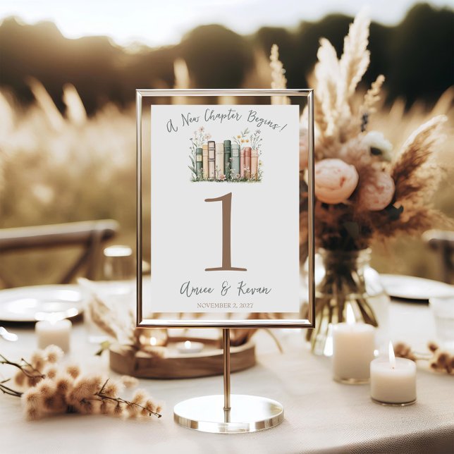 A New Chapter Begins! Wedding Table Number Signs (Créateur téléchargé)