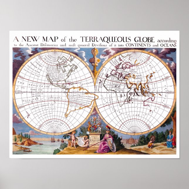 A New Map Of The Terraqueous Globe Archival Poster (Devant)
