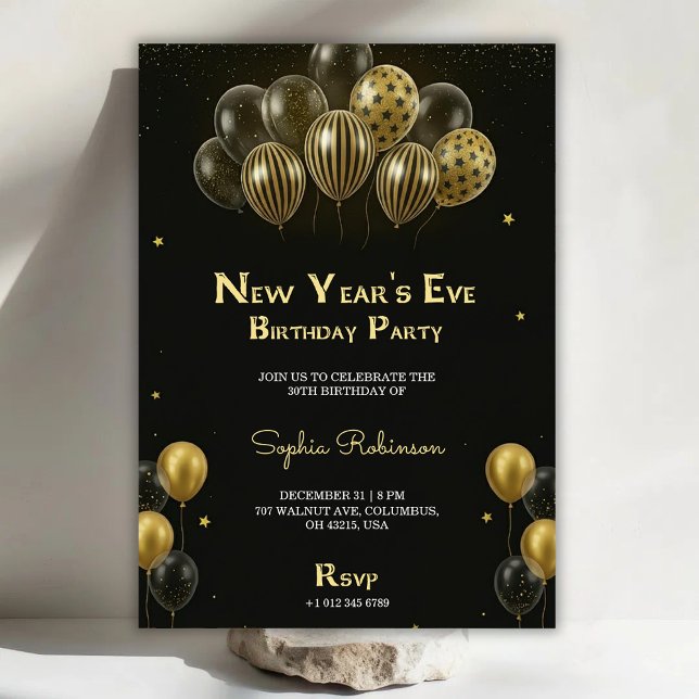 A New Year's Eve birthday party invitation with go (Créateur téléchargé)