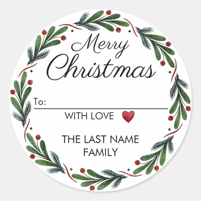 À partir de Stickers de Noël Vert et rouge Wreath (Devant)