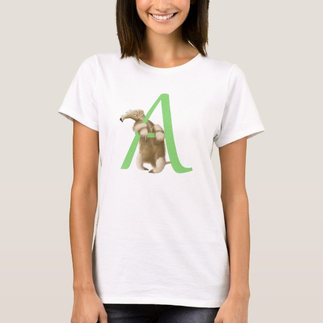 A pour le T-shirt d'initiale de monogramme de (Devant)