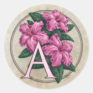 A pour Stickers ronds Monogrammes de fleurs d'Azal